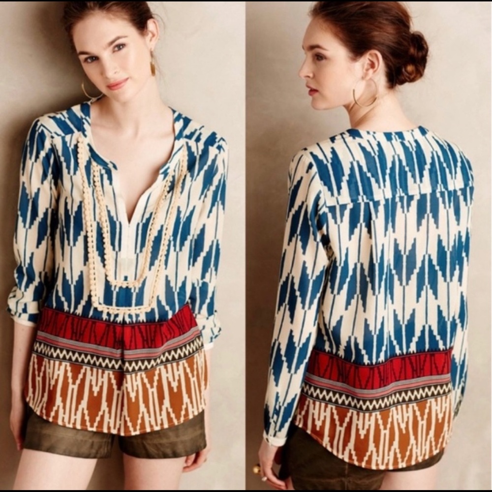 Anthropology MAEVE Rohana EMbellished Boho Top